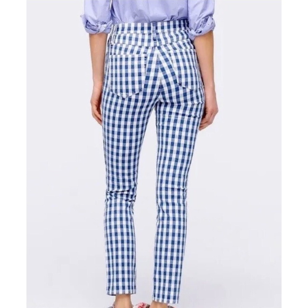 J Crew Jeans Womens 26 High Rise Vintage Straight Gingham Blue White Check NEW - Picture 3 of 16